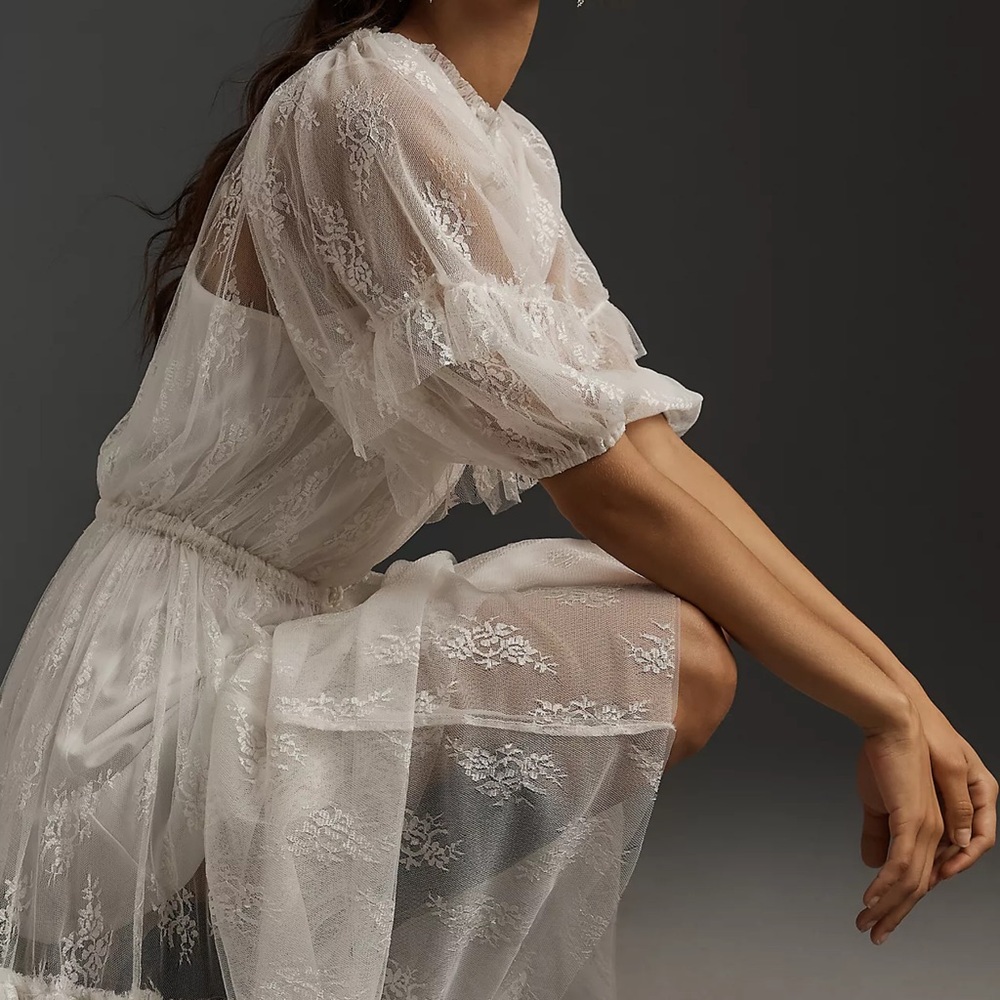 Anthropologie Let Me Be Short-Sleeve Ruffle Maxi Dress - Picture 3 of 8